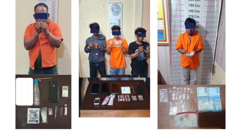 Sat Narkoba Polres Langkat Bekuk 5 Tersangka, Amankan 6,3Gr Sabu dari 3 Kasus yang Berbeda