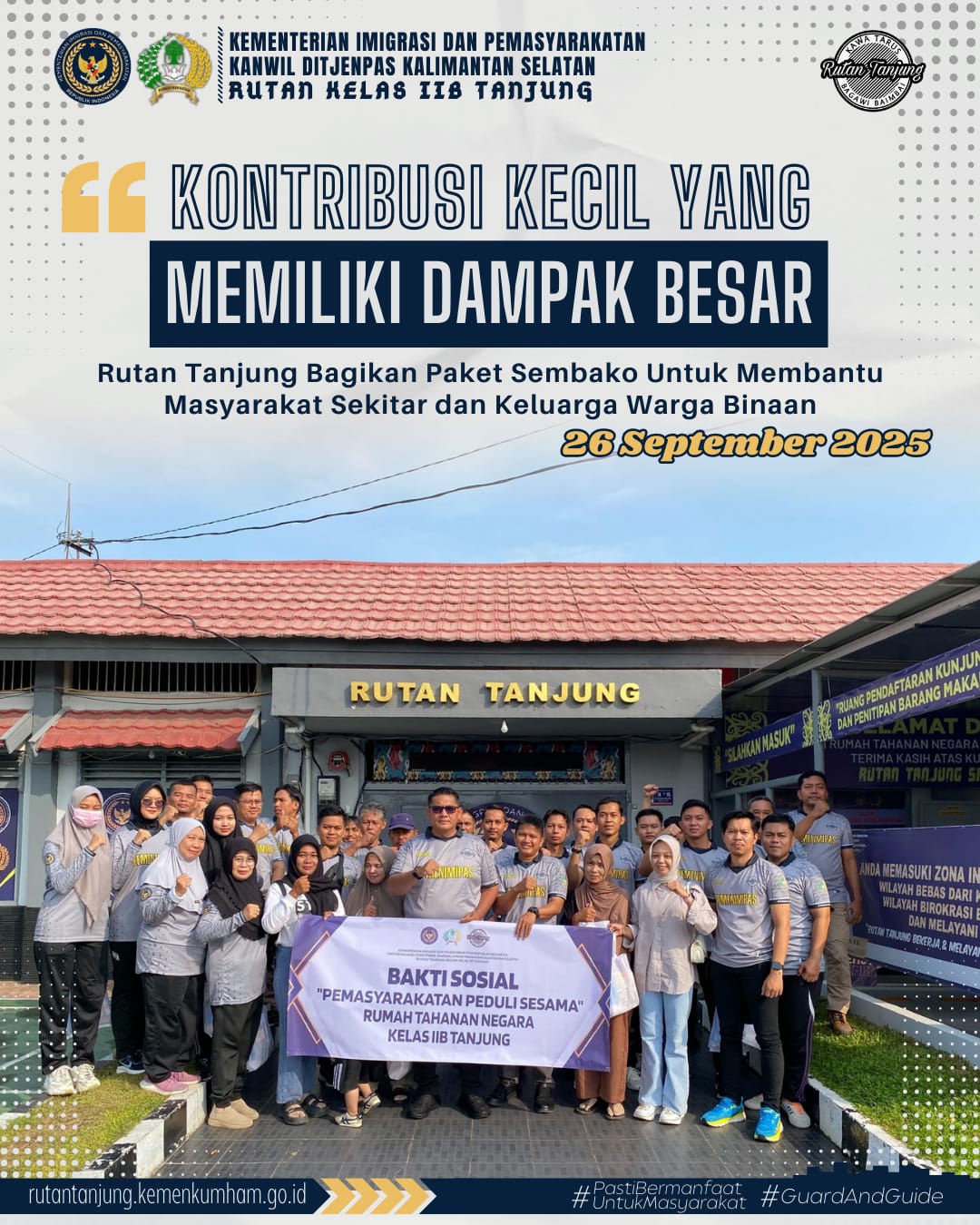 Rutan Tanjung Berbagi Paket Sembako kepada Masyarakat Sekitar dan Keluarga Warga Binaan