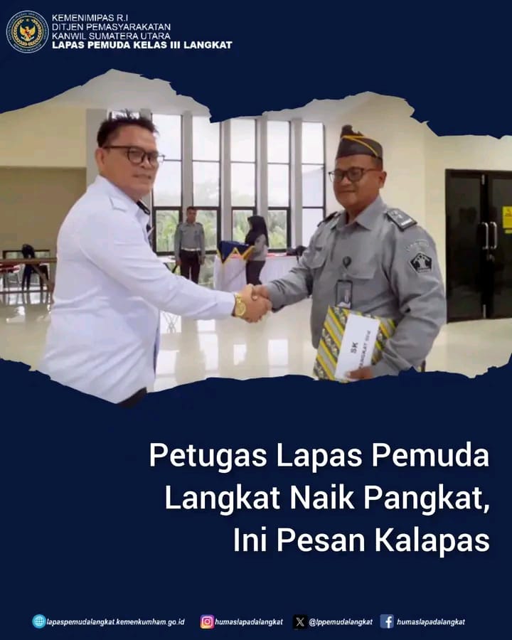Petugas Lapas Pemuda Langkat Naik Pangkat, Ini Pesan Kalapas