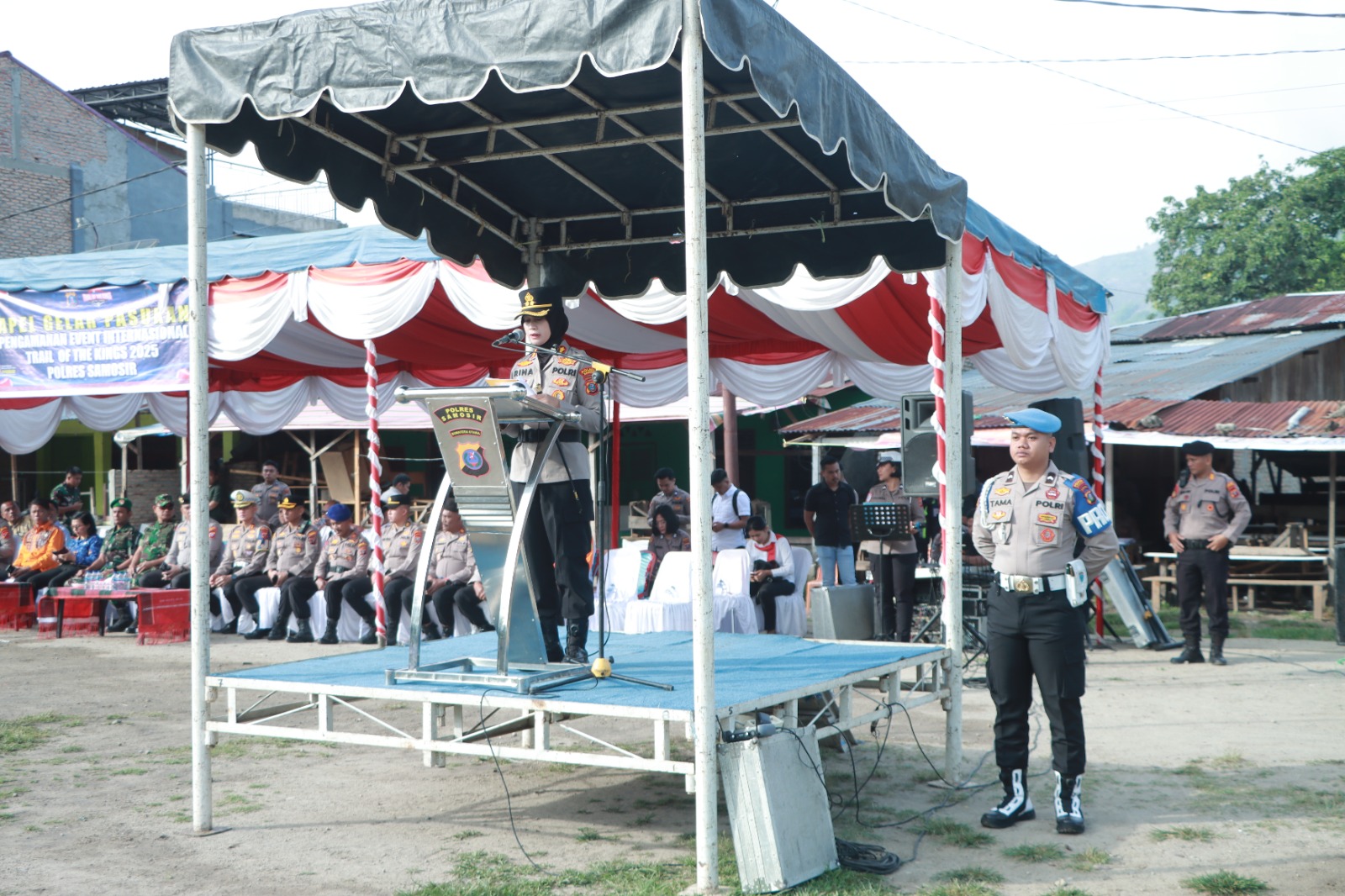 Polres Samosir Laksanakan Apel Gelar Pasukan Pengamanan Event Trail Of The Kings 2025.