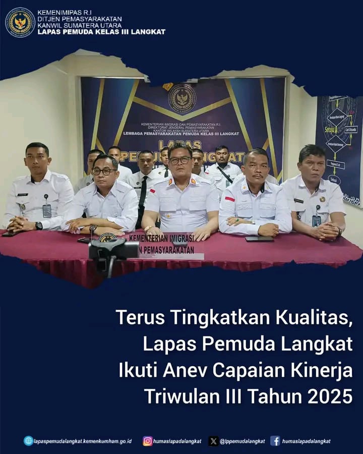Terus Tingkatkan Kualitas, Lapas Pemuda Langkat Ikuti Anev Capaian Kinerja Triwulan III Tahun 2025