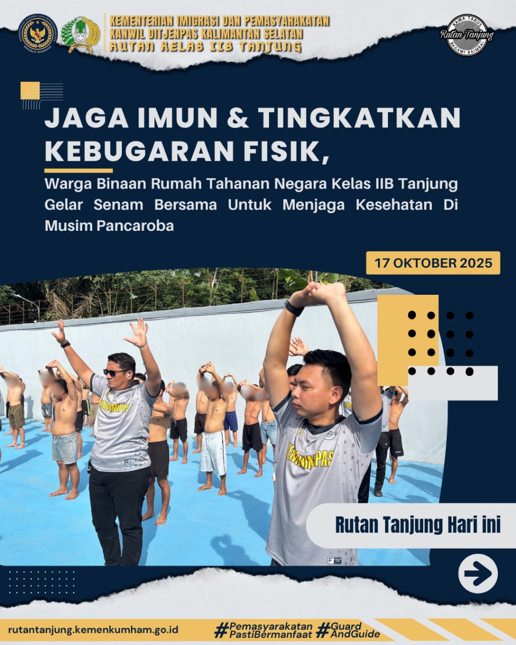 Jaga Imun dan Tingkatkan Kebugaran Fisik, Warga Binaan Rutan Kelas II B Tanjung Gelar Senam Bersama