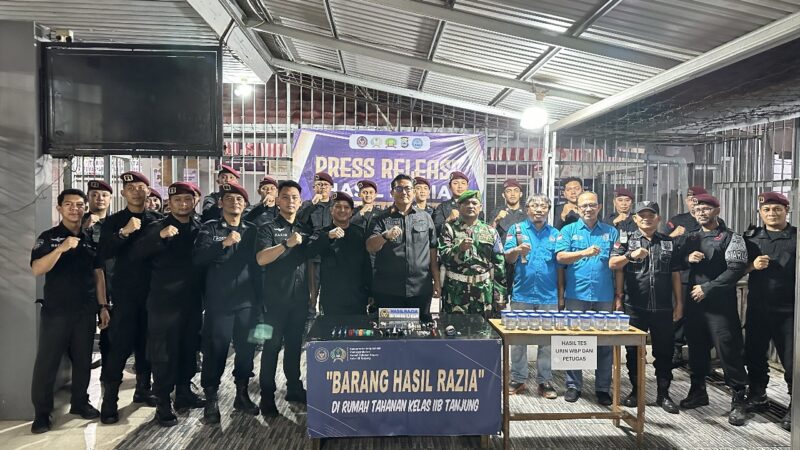 Rutan Tanjung Gandeng TNI dan BNN Gelar Razia Serentak di Rutan: Komitmen Wujudkan Rutan Bersih dari Halinar