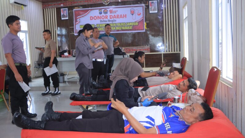Aksi Donor Darah Polres Samosir, Sambut HUT Humas Polri Tahun 2025.