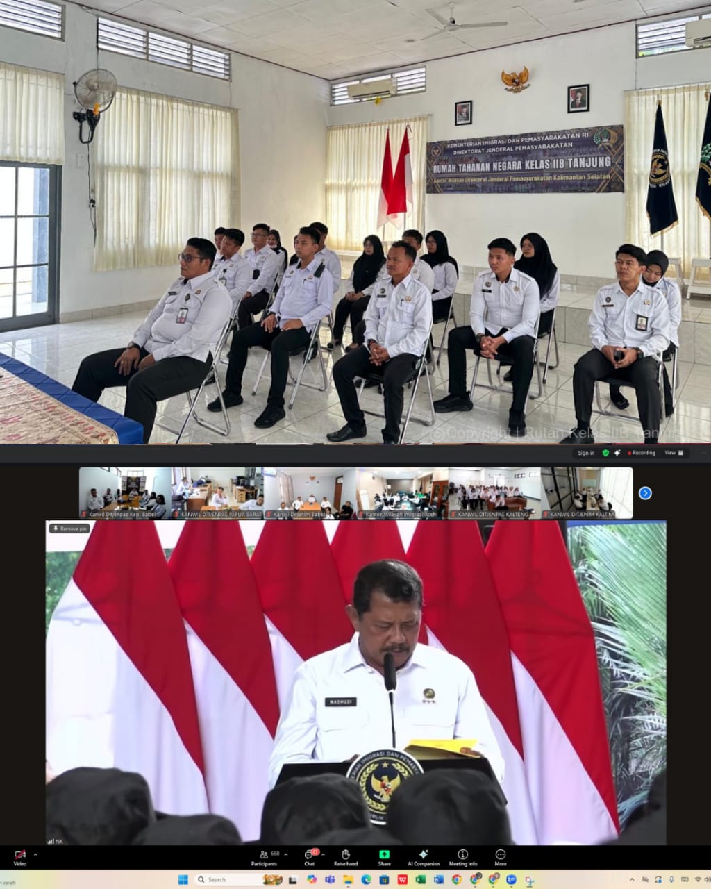 Rutan Tanjung Ikuti Kegiatan Penandatanganan Nota Kesepahaman Kemenimipas dan Kementerian Kelautan dan Perikanan Melalui Virtual