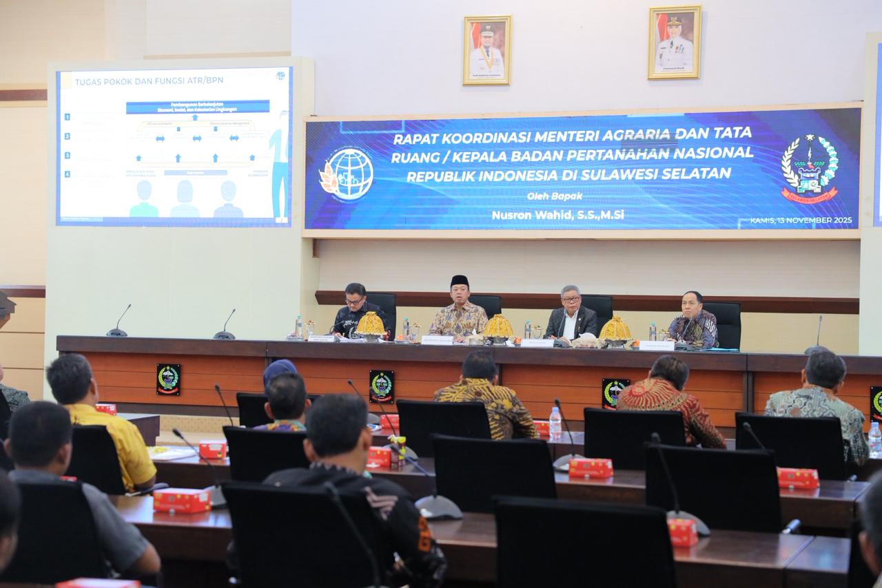 Percepat Penyelesaian Persoalan Tanah dan Ruang, Menteri Nusron Adakan Rakor dengan Kepala Daerah Se-Sulsel