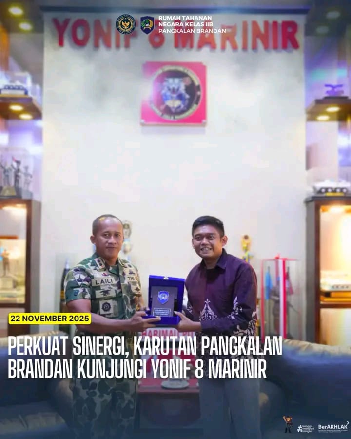Perkuat Sinergi, Karutan Pangkalan Brandan Kunjungi Yonif 8 Marinir