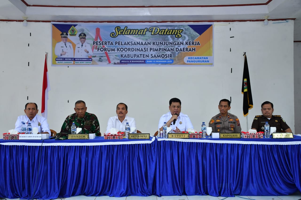 Kunker FKPD, Bupati Vandiko Instruksikan Antisipasi Menyeluruh Jelang Nataru di Samosir.