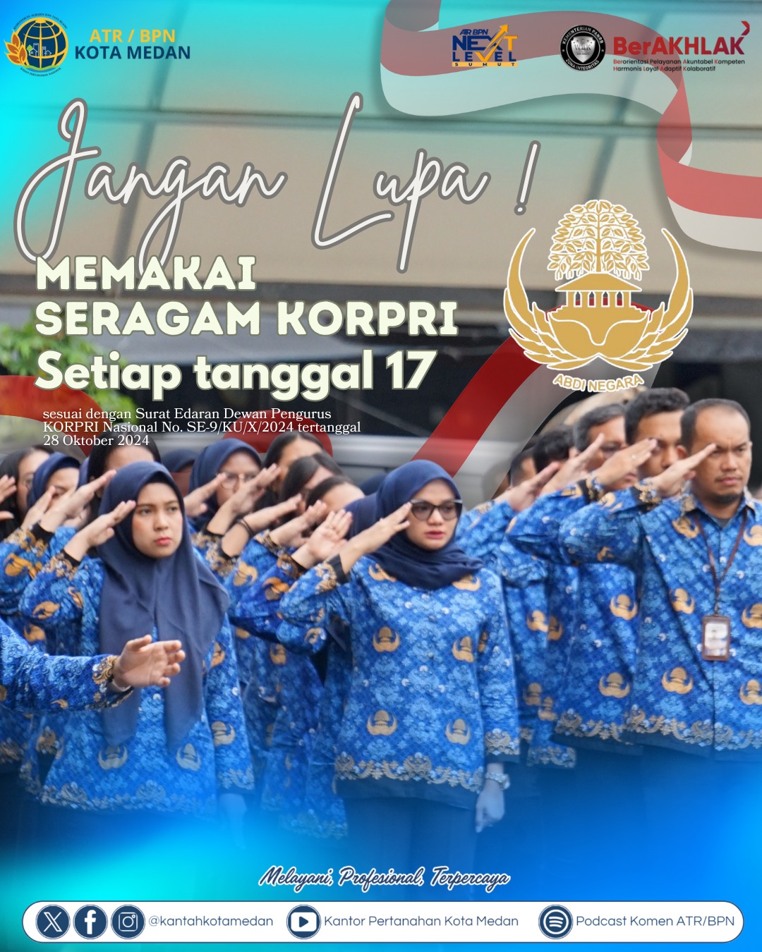 Kantor Pertanahan Kota Medan Teguhkan Komitmen ASN Lewat Pemakaian Seragam KORPRI