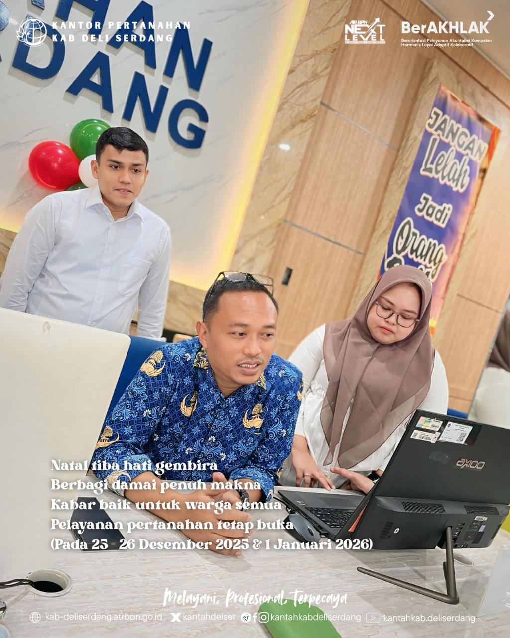 Libur Natal dan Tahun Baru, Kantor Pertanahan Deli Serdang Tetap Buka Layanan Terbatas