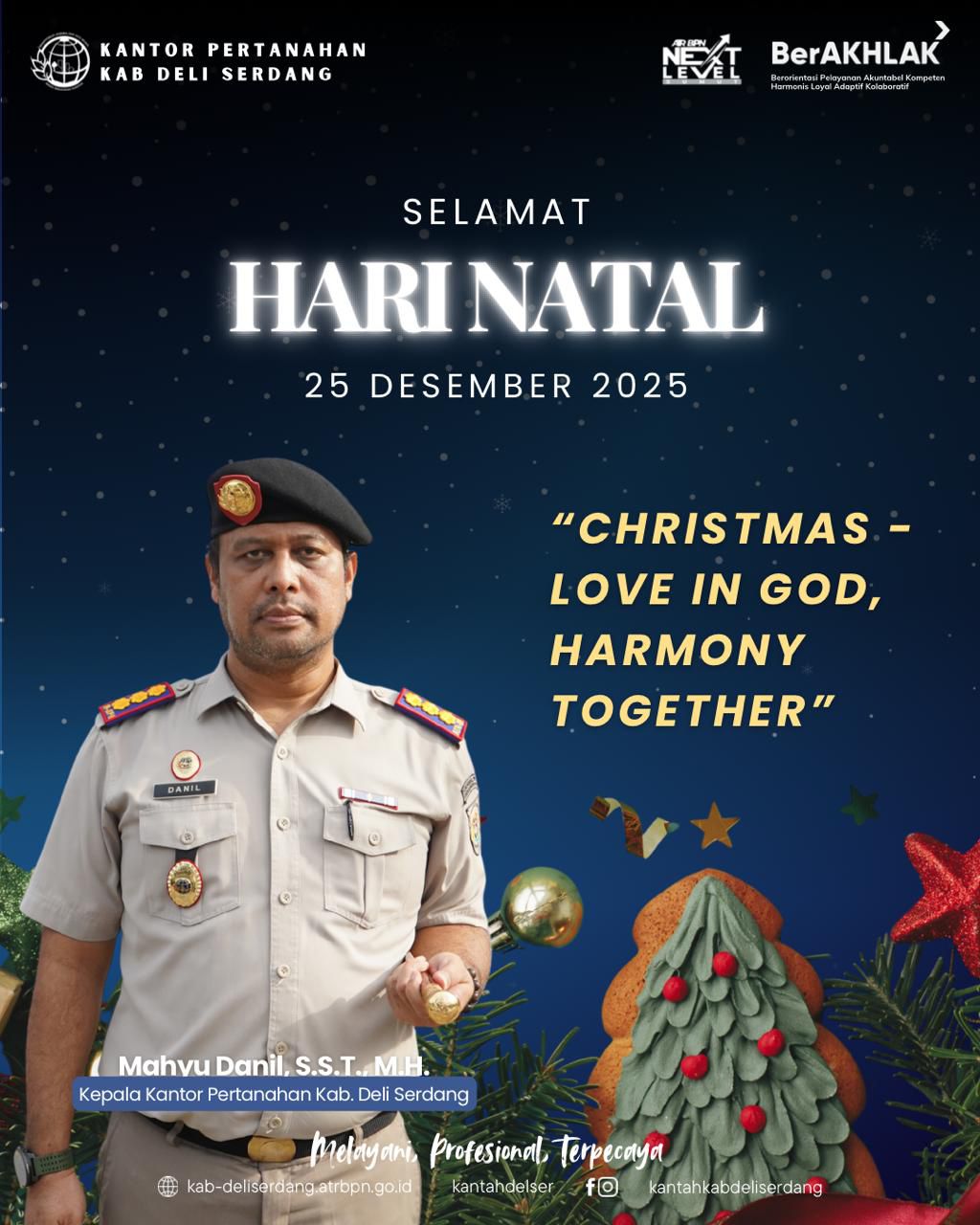 Kantor Pertanahan Kabupaten Deli Serdang Sampaikan Ucapan Selamat Natal 2025, Ajak Masyarakat Pererat Kedamaian dan Cinta Kasih