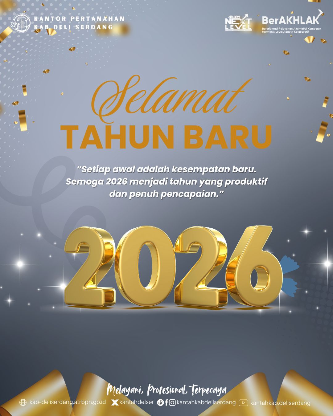 Kantor Pertanahan Kabupaten Deli Serdang Sambut Tahun Baru 2026 dengan Semangat Produktivitas