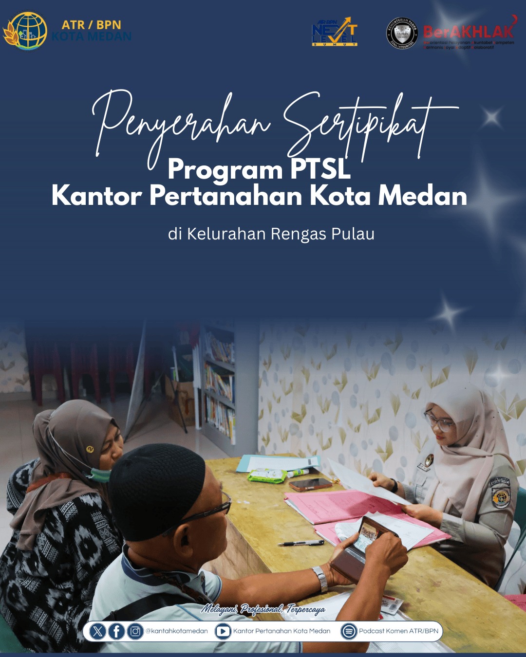 Kantor Pertanahan Kota Medan Serahkan Sertipikat PTSL 2025 di Kelurahan Rengas Pulau