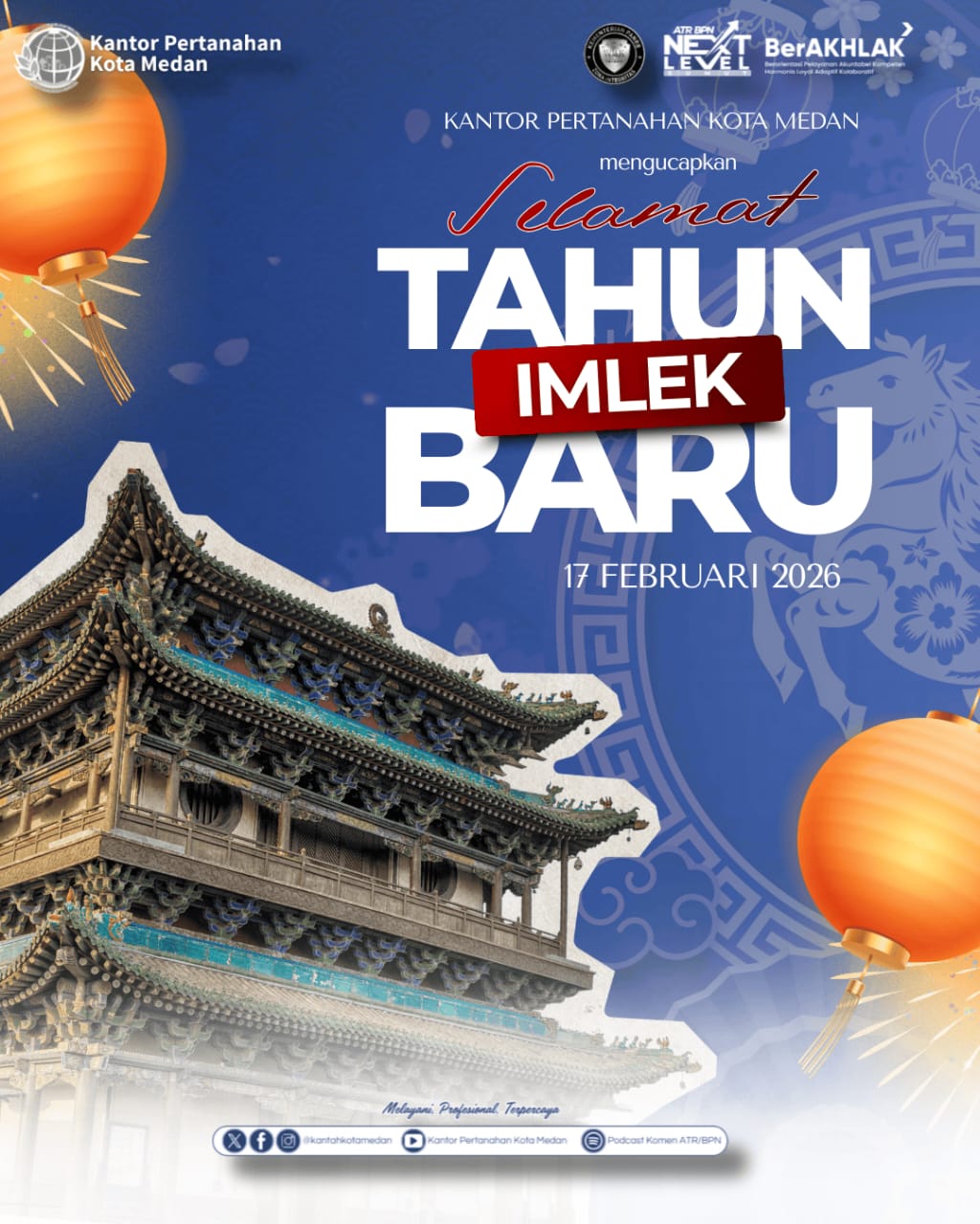 Kantor Pertanahan Kota Medan Sampaikan Ucapan Selamat Tahun Baru Imlek kepada Masyarakat