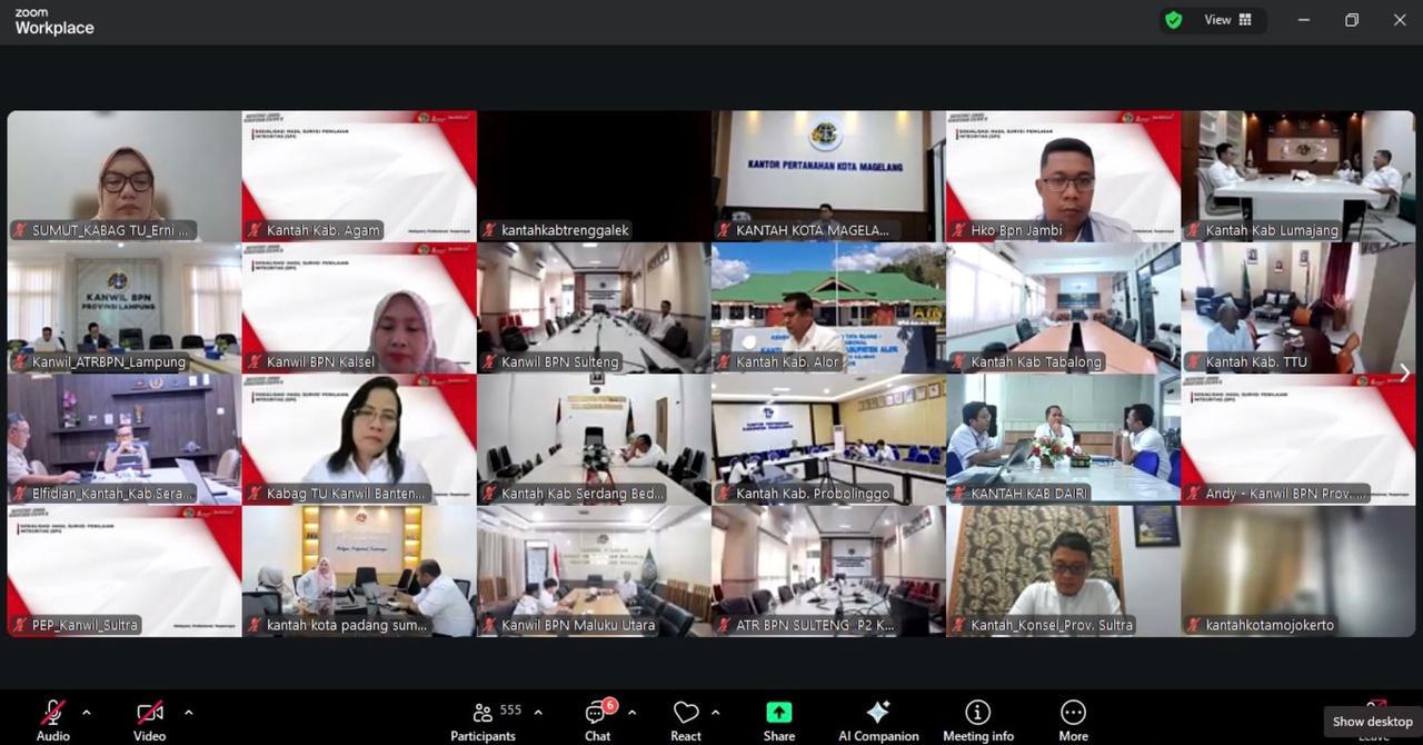 Kementerian ATR/BPN Sosialisasikan Hasil SPI KPK 2025 ke Jajaran untuk Peningkatan Kualitas Layanan dan Tata Kelola Pertanahan