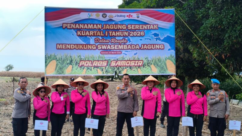 Wakapolres Samosir Pimpin Penanaman Jagung Serentak Kuartal I 2026 di Lahan 1 Hektar.
