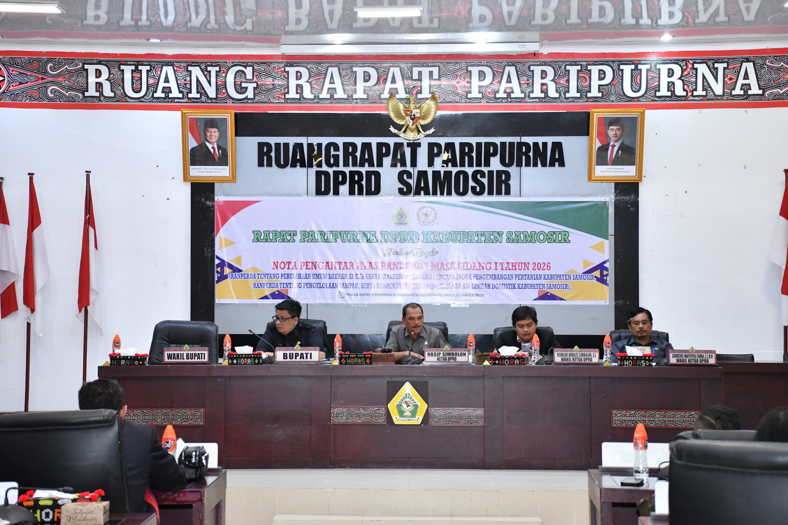 Bupati Samosir Sampaikan Nota Pengantar 4 Ranperda dalam Rapat Paripurna DPRD.