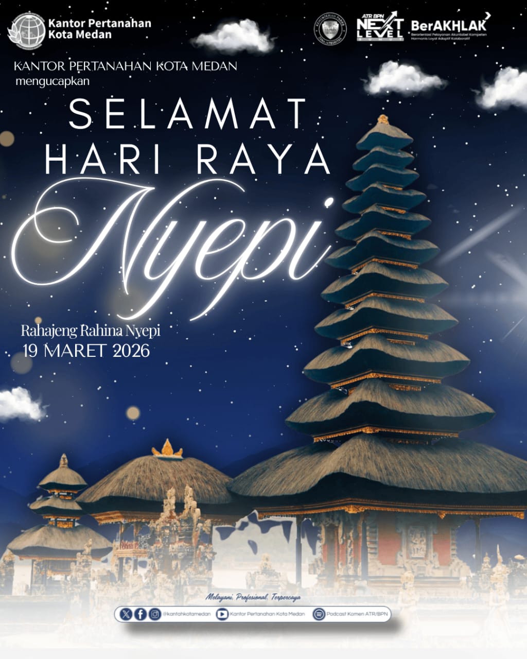 Kantor Pertanahan Kota Medan Ucapkan Selamat Hari Raya Nyepi, Tekankan Harmoni dan Toleransi