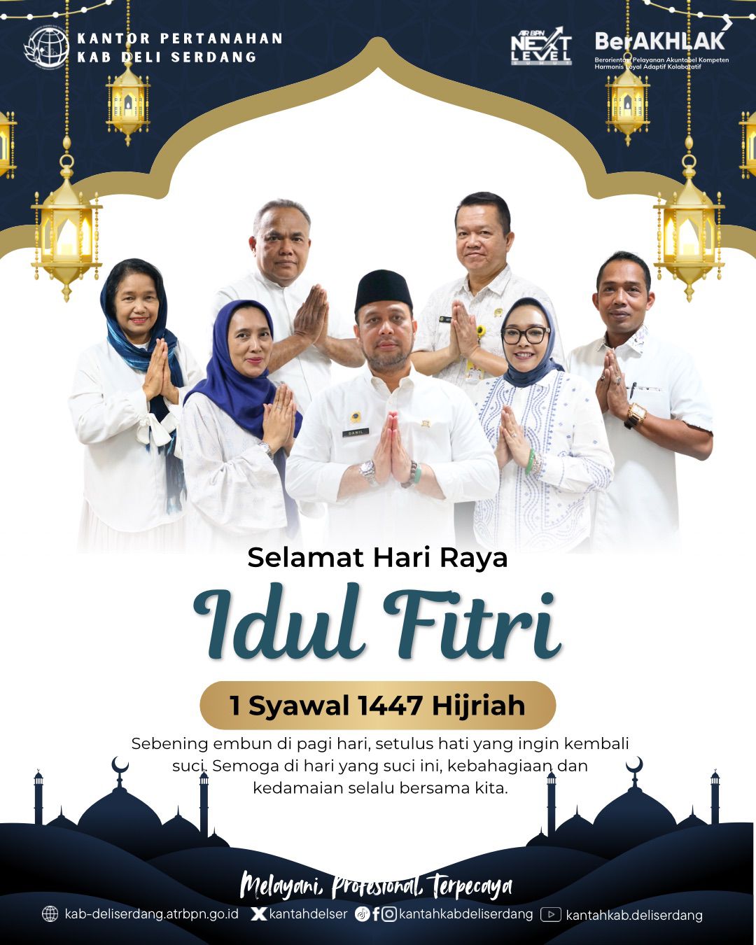 Kantor Pertanahan Kabupaten Deli Serdang Sampaikan Ucapan Idul Fitri 1447 Hijriah