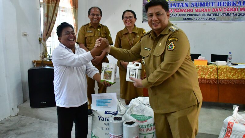 Hasil Kolaborasi Sumut Berkah, Bupati Samosir Serahkan Bantuan Bibit Pengembangan Cabai dan Bawang Merah.