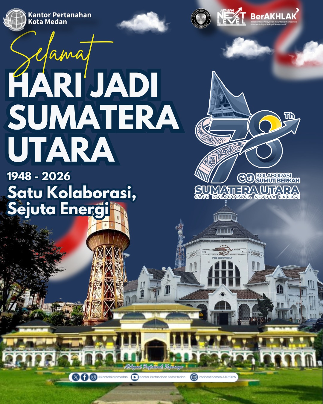 Kantor Pertanahan Kota Medan Ucapkan Selamat Hari Jadi Sumatera Utara ke-78