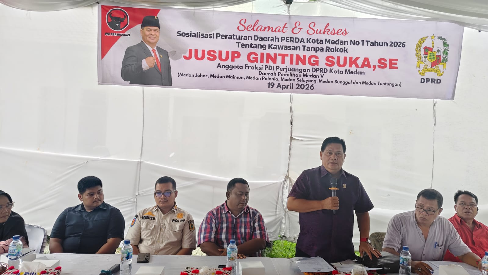 Sosialisasi Perda KTR, Jusup Ginting Ingatkan Bahaya Asap Rokok bagi Perokok Pasif