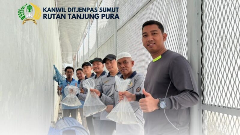 Optimalisasi Lahan Branggang, Rutan Tanjung Pura Tebar 2.000 Benih Ikan Lele