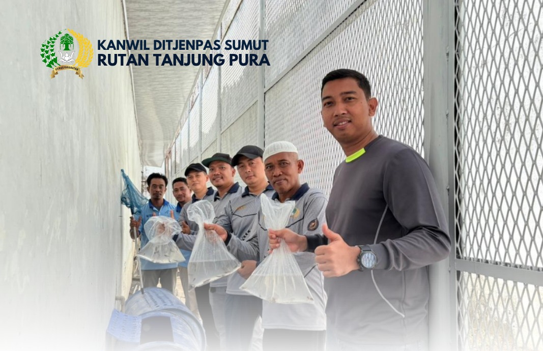 Optimalisasi Lahan Branggang, Rutan Tanjung Pura Tebar 2.000 Benih Ikan Lele