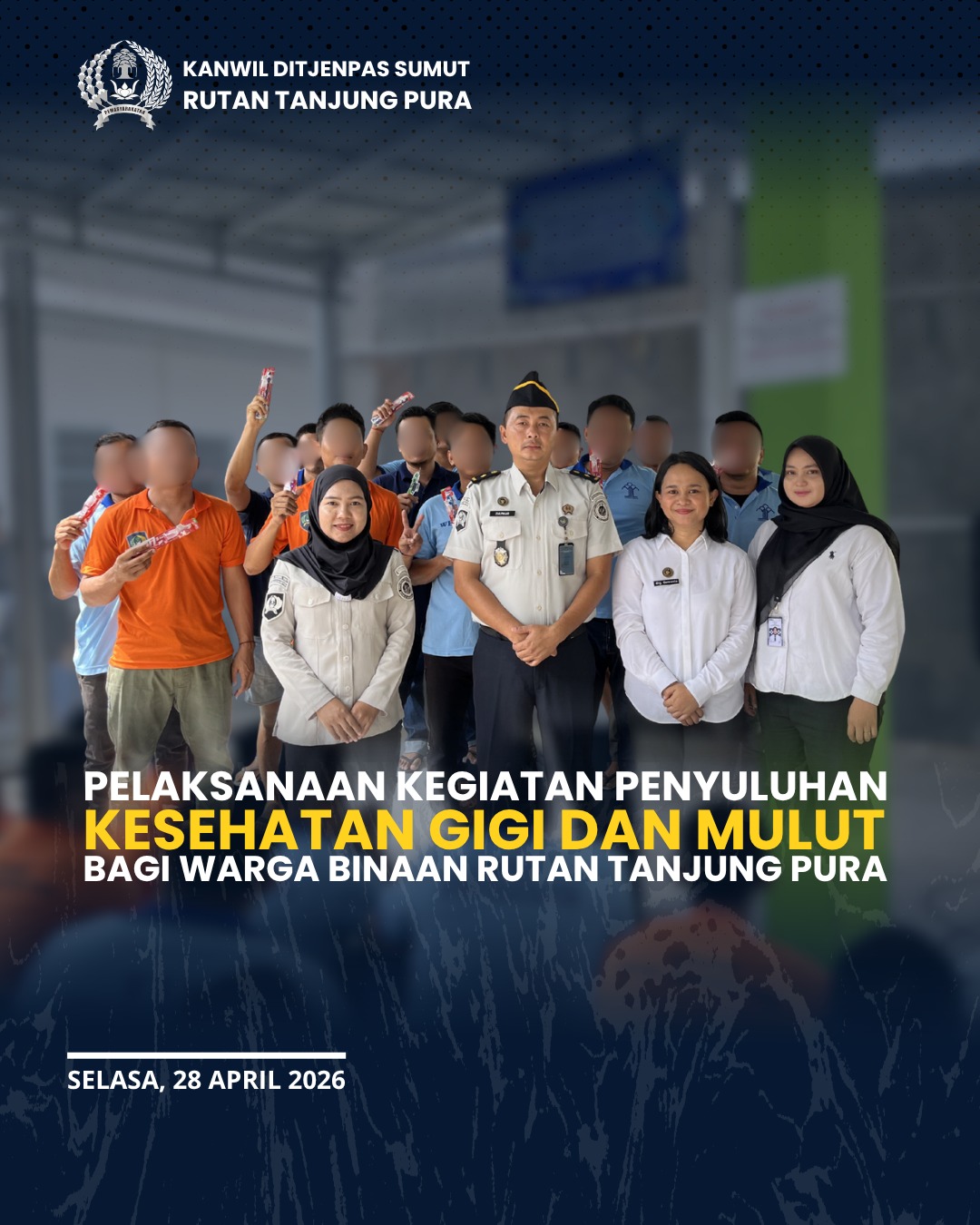 Rutan Tanjung Pura Gelar Penyuluhan Kesehatan Gigi, Warga Binaan Antusias Ikuti Sikat Gigi Bersama