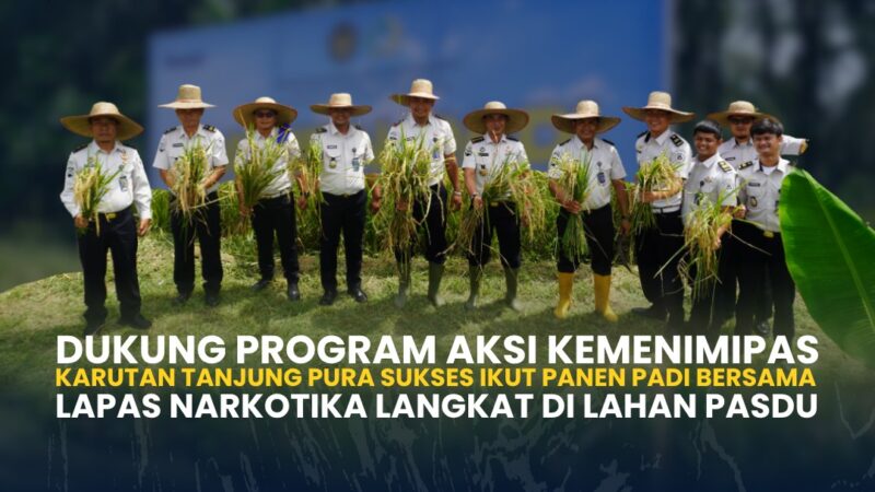 Karutan Tanjung Pura Ikuti Panen Padi di Lapas Narkotika Langkat, Dukung Ketahanan Pangan