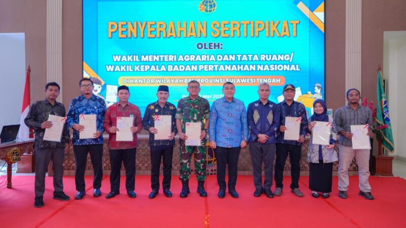 50% Bidang Tanah di Sulteng Sudah Bersertipikat, Wamen Ossy: Ini Menunjukkan Sulteng Terus Bertumbuh