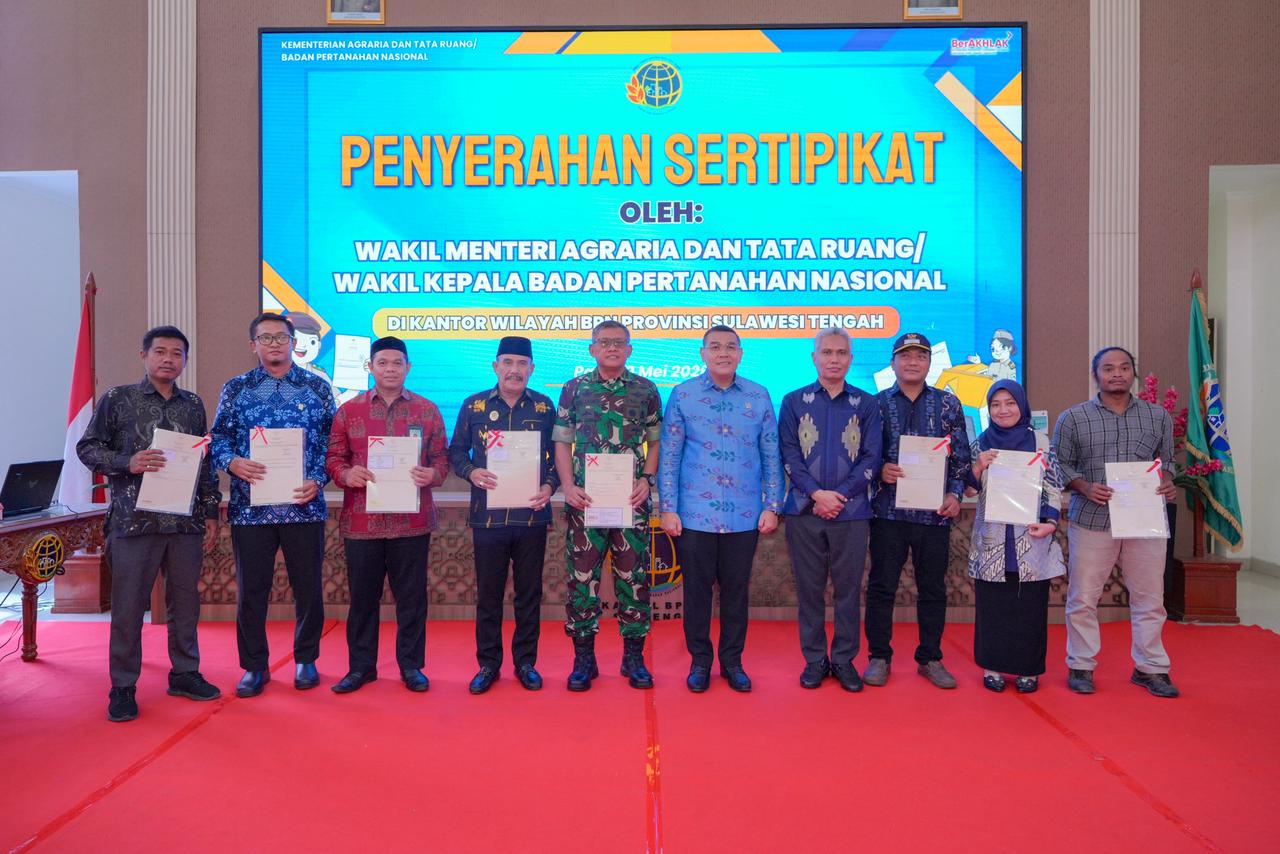 50% Bidang Tanah di Sulteng Sudah Bersertipikat, Wamen Ossy: Ini Menunjukkan Sulteng Terus Bertumbuh