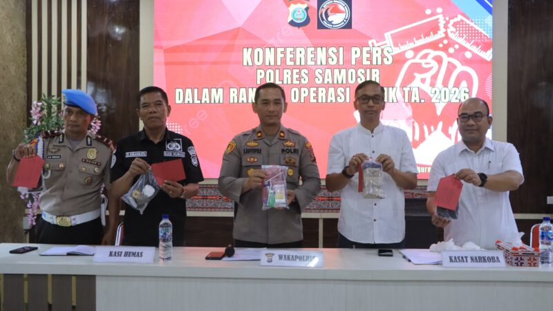 Polres Samosir Ungkap 4 Kasus Narkotika Selama Operasi Antik Toba 2026, Selamatkan 1.219 Jiwa
