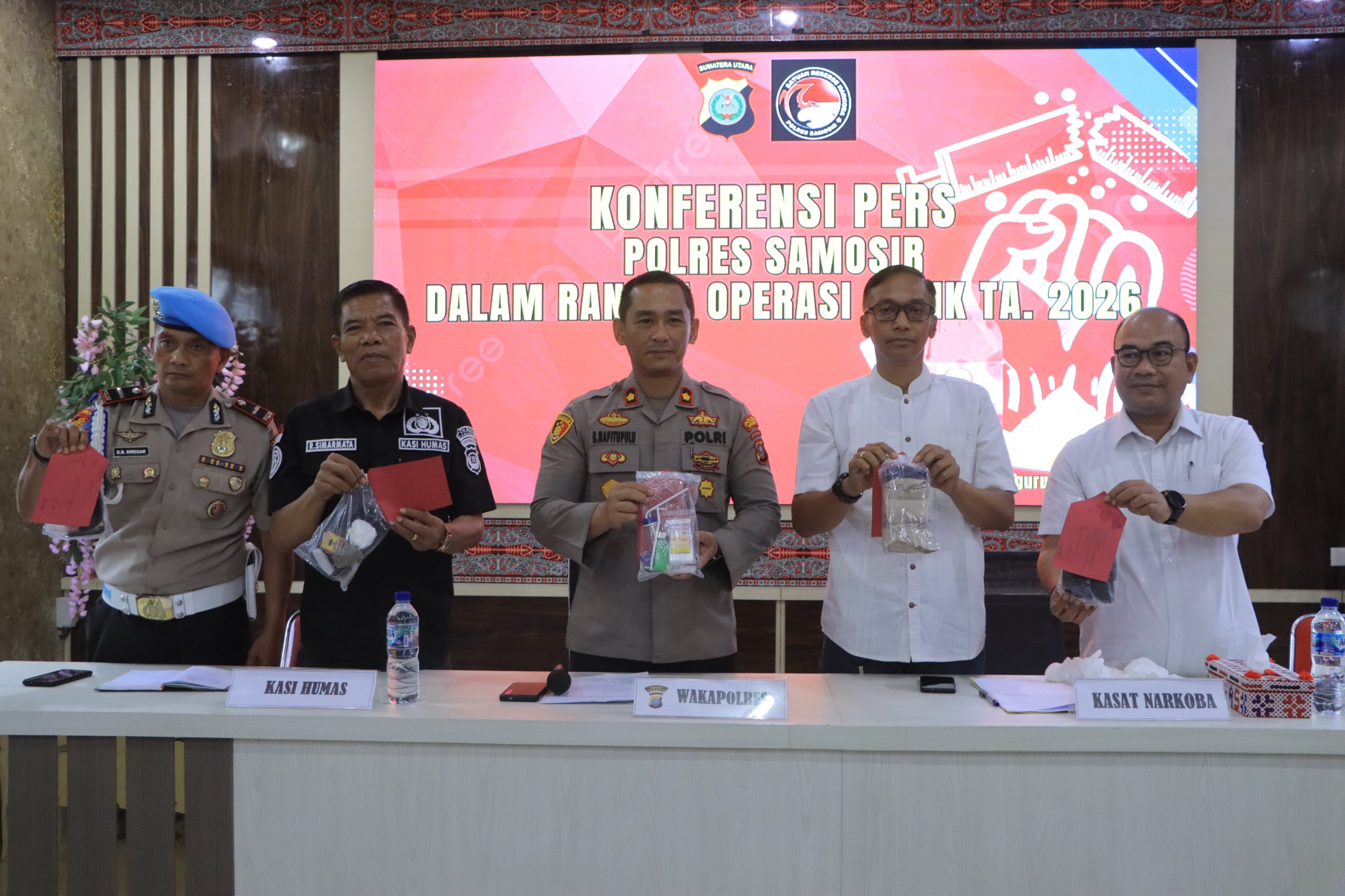 Polres Samosir Ungkap 4 Kasus Narkotika Selama Operasi Antik Toba 2026, Selamatkan 1.219 Jiwa