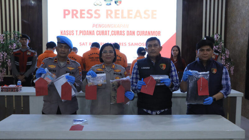 Polres Samosir Ungkap Tiga Kasus Pencurian, Enam Tersangka Diamankan.