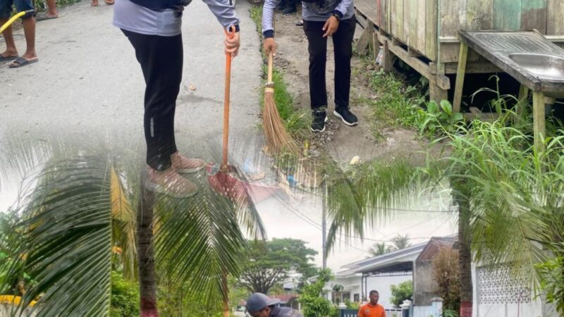 Gotong Royong Bersihkan Saluran Air Rutan Tanjung Pura Laksanakan Kegiatan Rutin Kamis Bersih