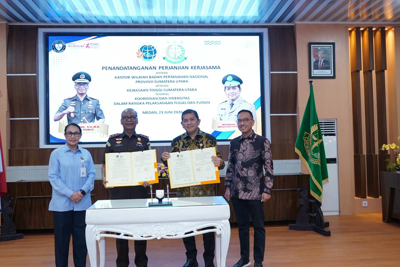 BPN Sumut dan Kejati Sumut Perkuat Sinergi untuk Kepastian Hukum Pertanahan