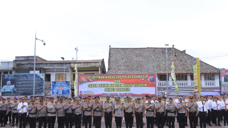 Kapolres Samosir Pimpin Pelantikan Kabag Log dan Sertijab Kasat Reskrim, Tekankan Profesionalisme dan Pelayanan Humanis.