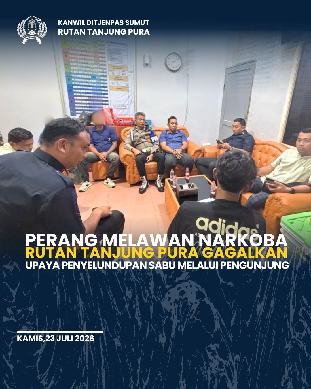 Rutan Tanjung Pura Gagalkan Penyelundupan Sabu Lewat Pengunjung, Satu Warga Binaan Terlibat