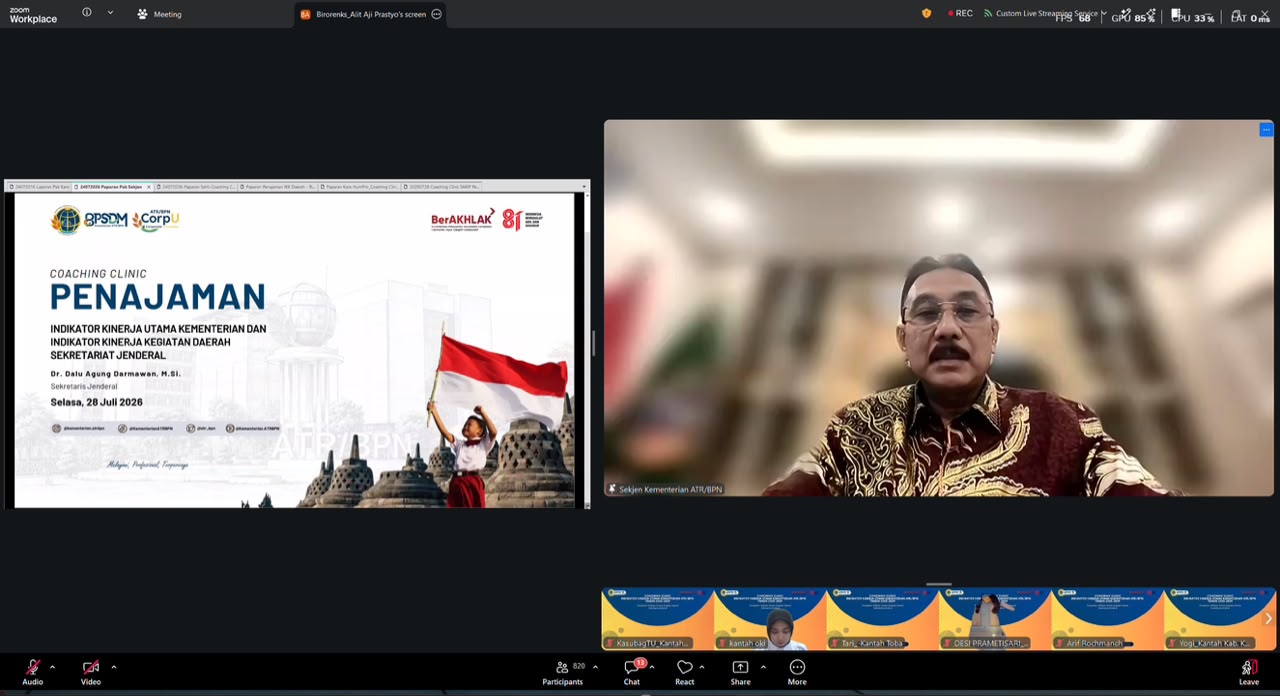 Perkuat Implementasi IKU 2025-2029, Sekjen ATR/BPN Tekankan Keselarasan Indikator Kinerja Pusat dan Daerah