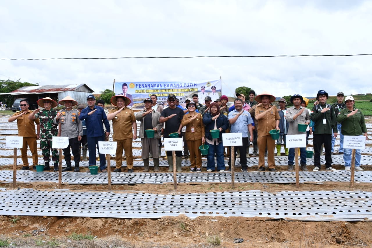 Pengembangan Bawang Putih Terus Diperkuat, Bupati Samosir Kembali Serahkan Bantuan 4 Ton Benih Bawang Putih