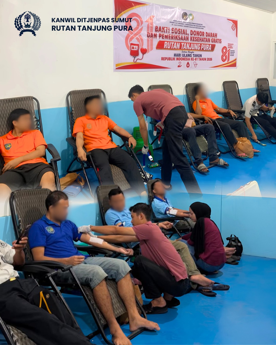 Sambut HUT RI ke-81, Rutan Tanjung Pura Gelar Aksi Donor Darah Bersama PMI Langkat