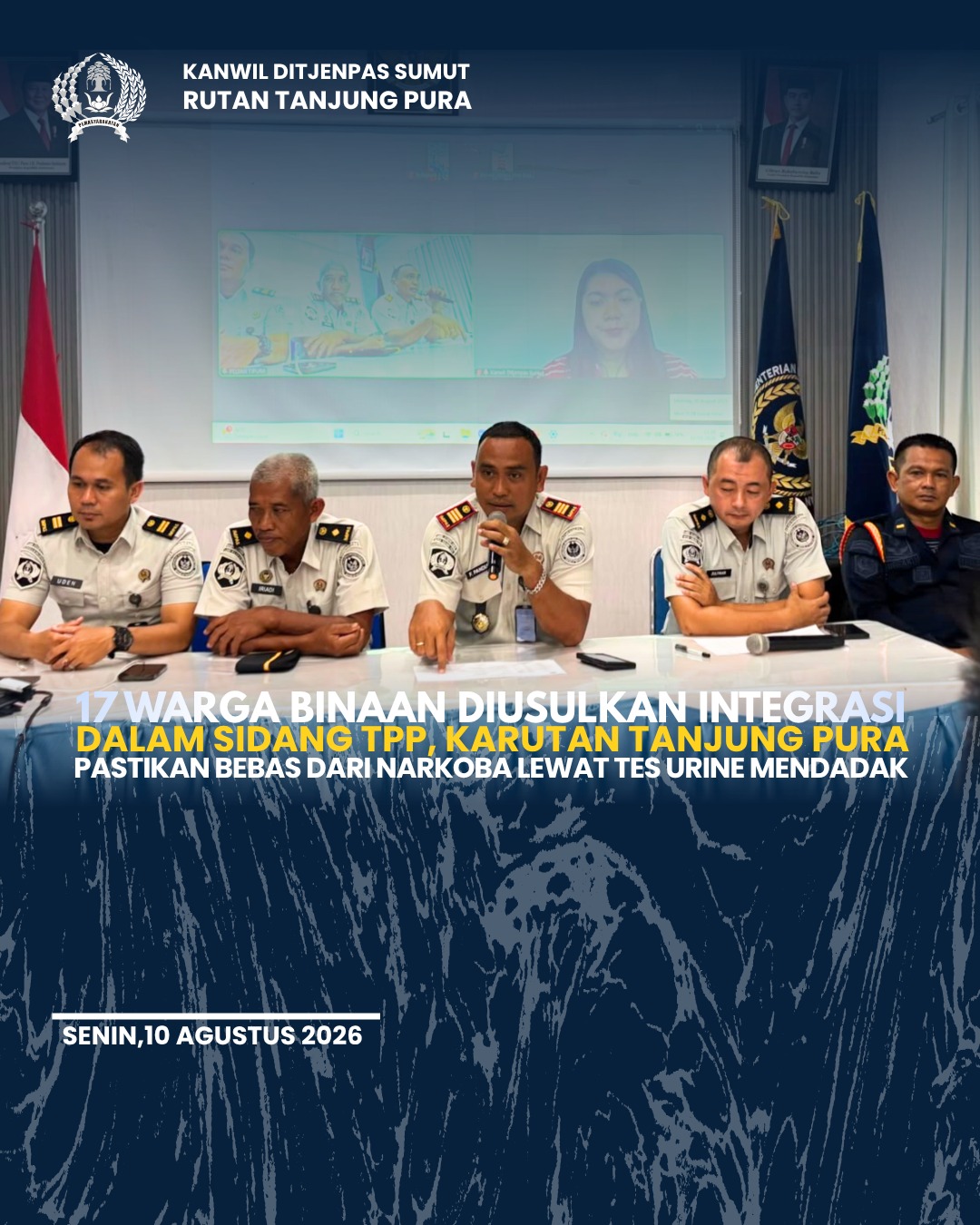 Sidang TPP Integrasi Rutan Tanjung Pura Bahas Usulan 17 WBP, Dilanjutkan Tes Urine Mendadak