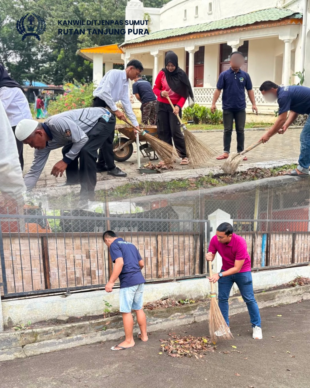 Jelang HUT Ke-81 Republik Indonesia Rutan Tanjung Pura Laksanakan Kegiatan Kebersihan Lingkungan Museum dan Rutan