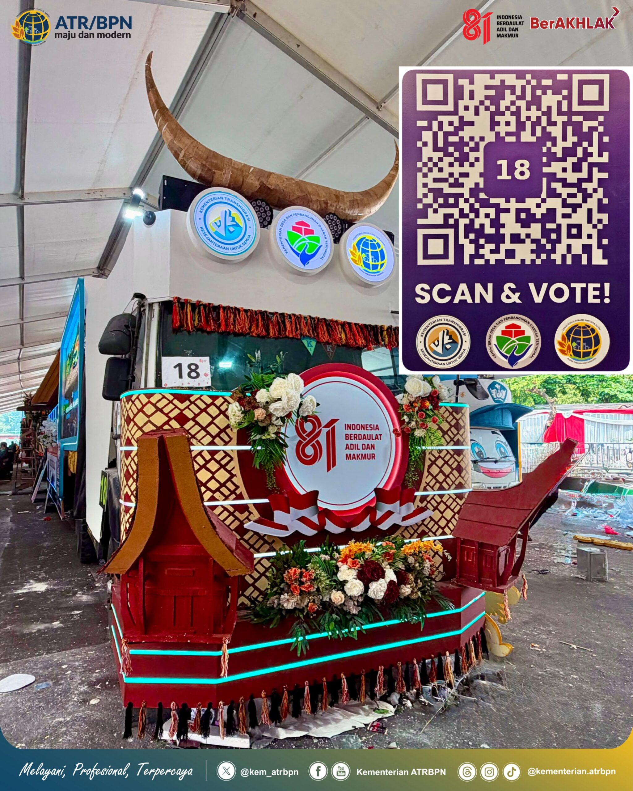 ATR/BPN Ajak Masyarakat Dukung Tim di Karnaval Nasional HUT ke-81 RI